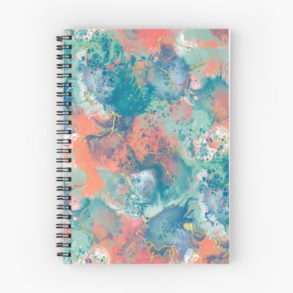 Item preview,  Paint Pour Design in Coral, Navy and Turquoise with Gold Accents designed and sold by Purposely Designed.