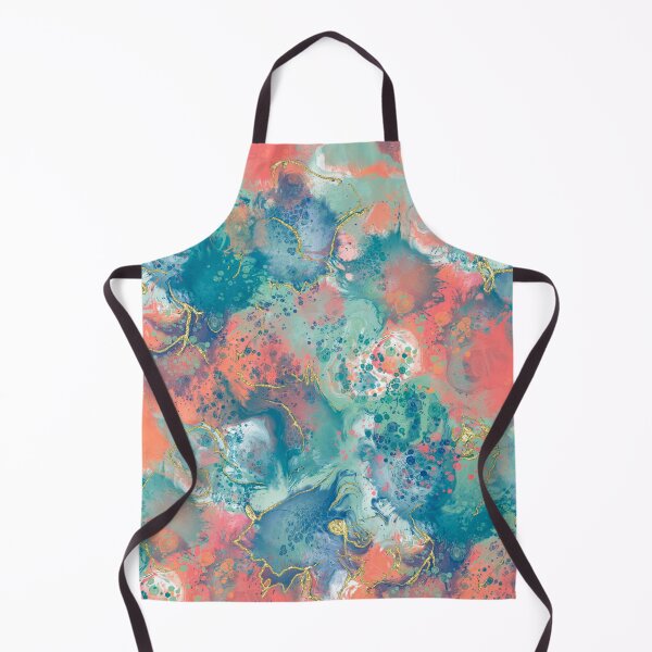 Item preview, Paint Pour Design in Coral, Navy and Turquoise with Gold Accents designed and sold by Purposely Designed.