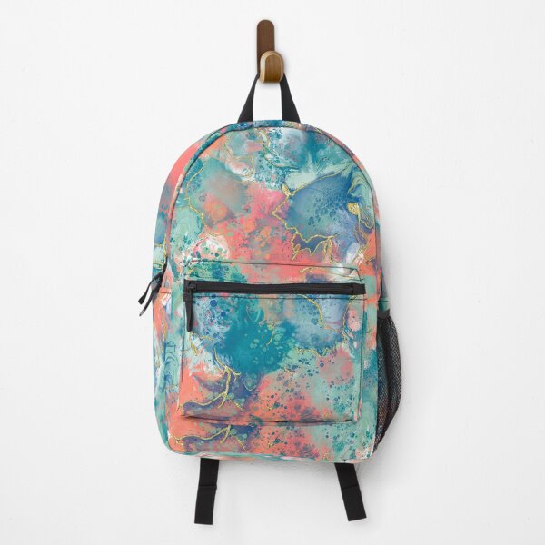 Item preview,  Paint Pour Design in Coral, Navy and Turquoise with Gold Accents designed and sold by Purposely Designed.