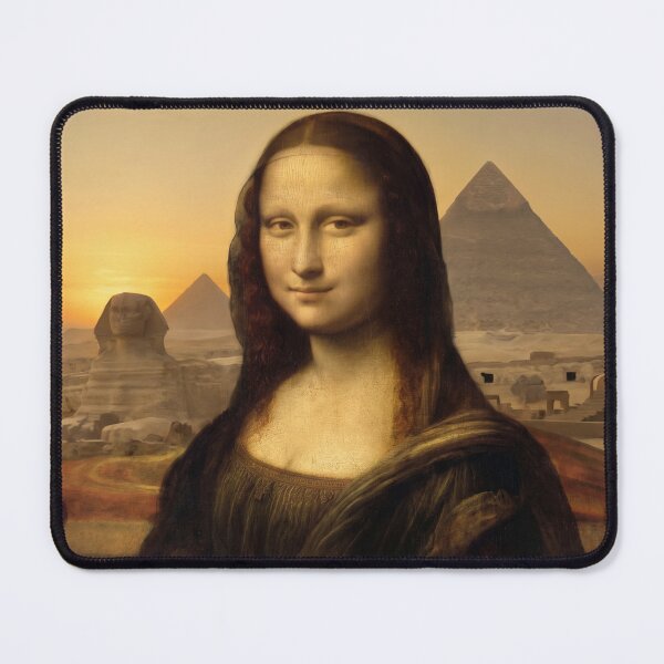Item preview, Egyptian Mona Lisa with Pyramids - Ancient Egypt Art Parody designed and sold by ShabanMerch⭐⭐⭐.