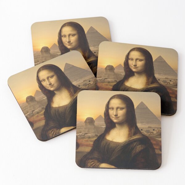 Item preview, Egyptian Mona Lisa with Pyramids - Ancient Egypt Art Parody designed and sold by ShabanMerch⭐⭐⭐.