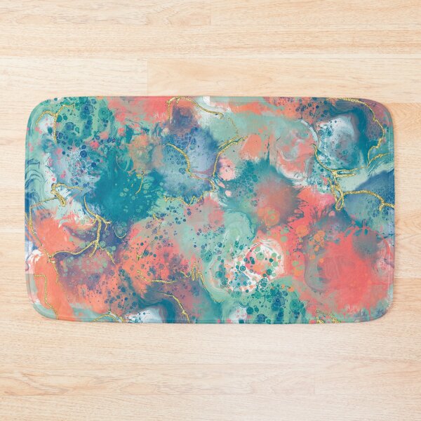 Item preview,  Paint Pour Design in Coral, Navy and Turquoise with Gold Accents designed and sold by Purposely Designed.