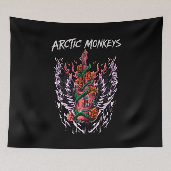 Item preview, Arctics Monkeyss Flaming Guitar Rose Wings Rock Band  designed and sold by ZenobiaKingsley.