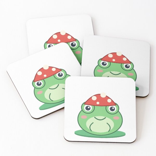 Item preview, Cute Kawaii Frog with Mushroom Hat - Cottagecore designed and sold by Mooncap Studio.