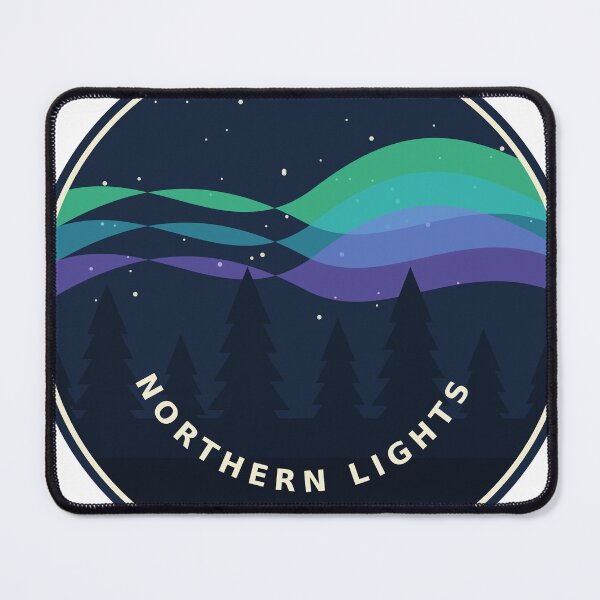 Item preview, Northern Lights Pine Forest - Retro Aurora Badge designed and sold by Mooncap Studio.