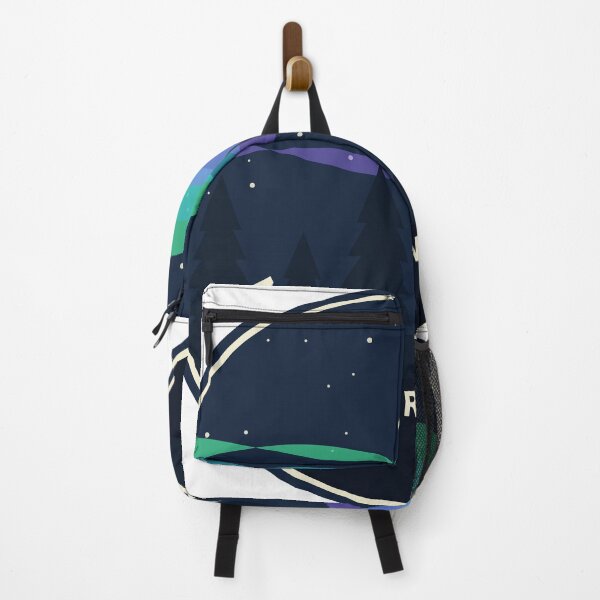 Item preview, Northern Lights Pine Forest - Retro Aurora Badge designed and sold by Mooncap Studio.