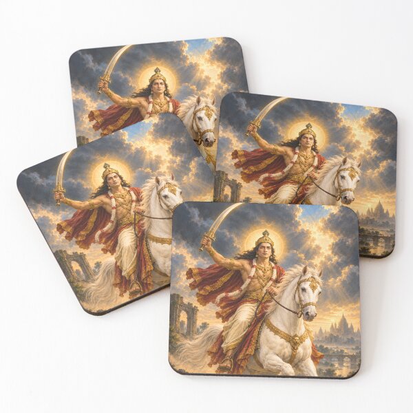 Item preview, Kalki Avatar of Lord Vishnu - White Horse Devotional Art designed and sold by Homyar.