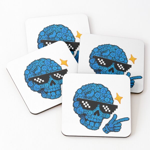 Item preview, Cool Blue Patterned Skull with Pixel Glasses designed and sold by Artificial001.