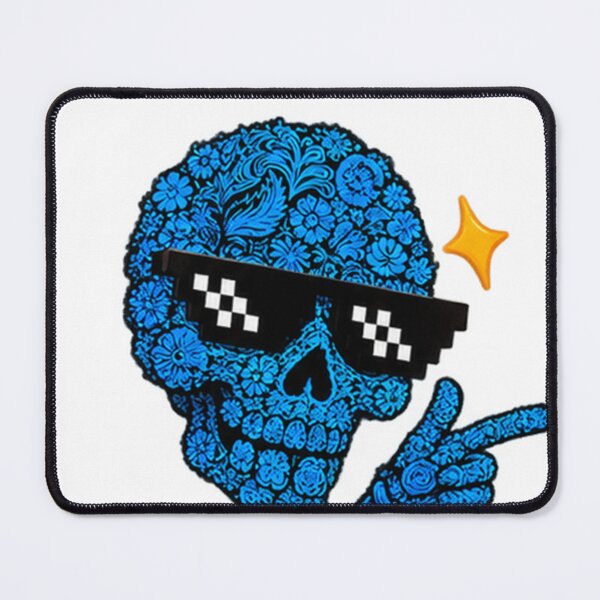 Item preview, Cool Blue Patterned Skull with Pixel Glasses designed and sold by Artificial001.