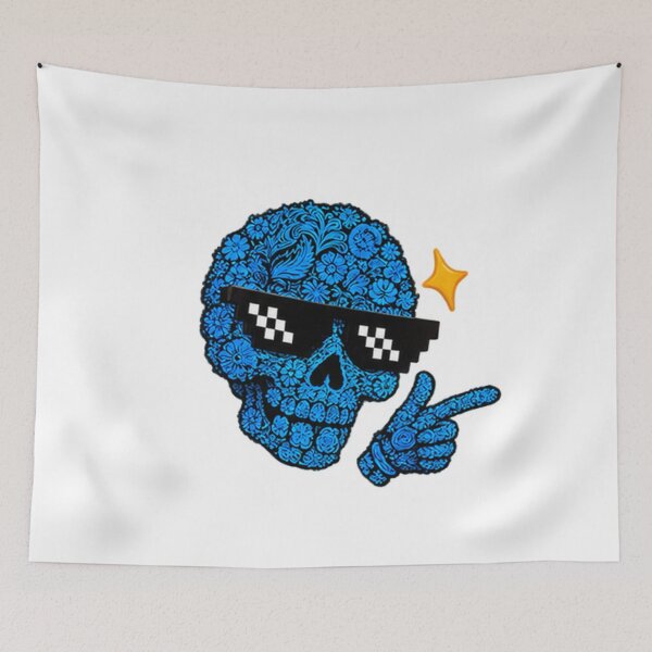 Item preview, Cool Blue Patterned Skull with Pixel Glasses designed and sold by Artificial001.