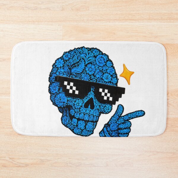 Item preview, Cool Blue Patterned Skull with Pixel Glasses designed and sold by Artificial001.
