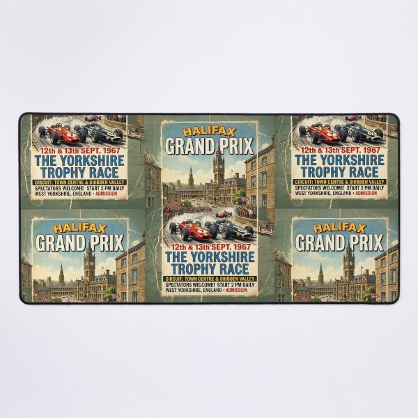 Item preview, Halifax Grand Prix 1967 Yorkshire Trophy Race Retro Motorsport Poster Art designed and sold by ArtworkNorth.