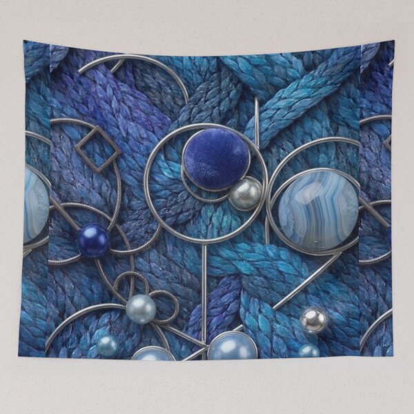 Item preview, Abstract woven blue pattern designed and sold by KingsArtworx 2.