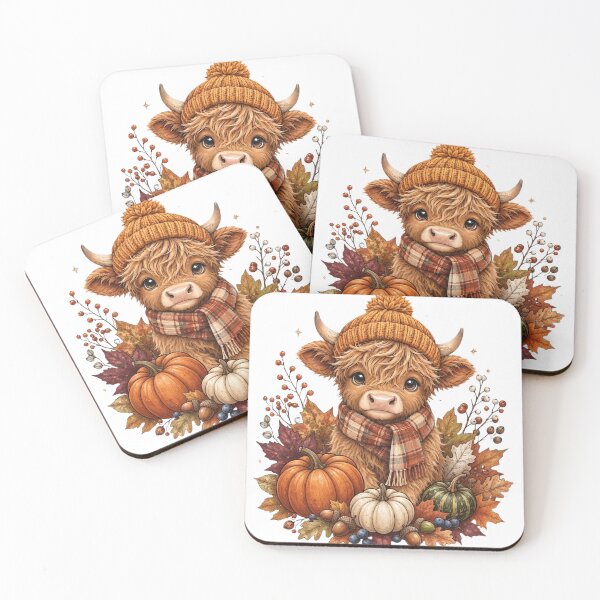 Item preview, Cute Highland Cow in Beanie and Scarf Autumn Harvest Graphic designed and sold by CreativeNest Prints.