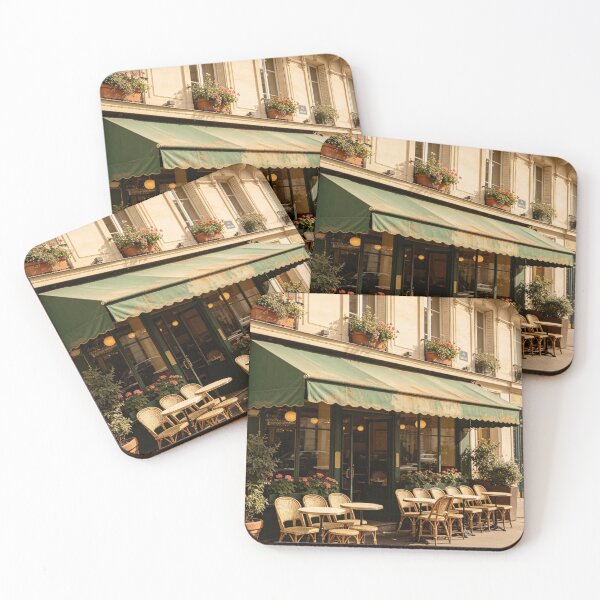 Item preview, Vintage Paris Café Terrace French Bistro 1950s European Travel Art designed and sold by The Print Pillar.