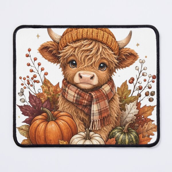 Item preview, Cute Highland Cow in Beanie and Scarf Autumn Harvest Graphic designed and sold by CreativeNest Prints.