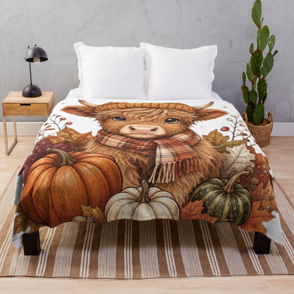 Item preview, Cute Highland Cow in Beanie and Scarf Autumn Harvest Graphic designed and sold by CreativeNest Prints.