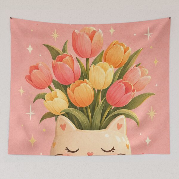 Item preview, Kawaii Cat Tulip Flower Bouquet designed and sold by Pure Craft.