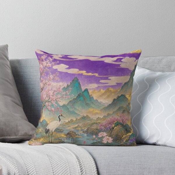 Item preview, Crane and Flowers at Mountain Stream designed and sold by Awakening Heart.
