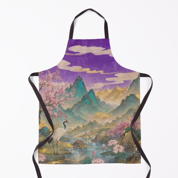 Item preview, Crane and Flowers at Mountain Stream designed and sold by Awakening Heart.