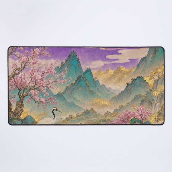 Item preview, Crane and Flowers at Mountain Stream designed and sold by Awakening Heart.