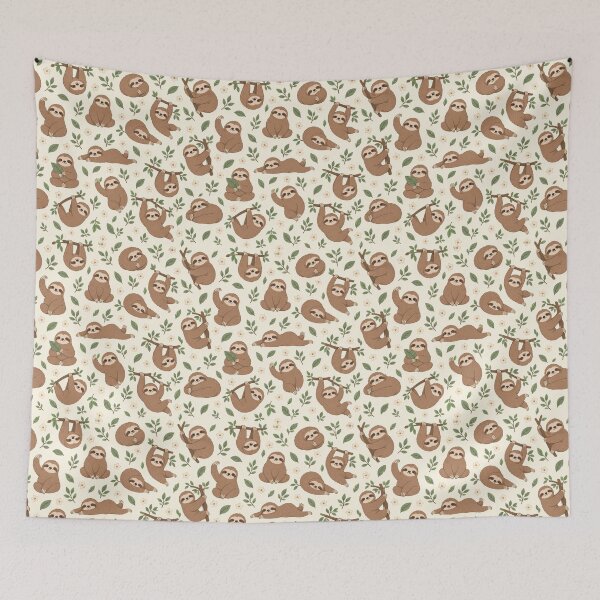 Item preview, Cute Sloth Botanical  Pattern designed and sold by HANG ON STUDIO .