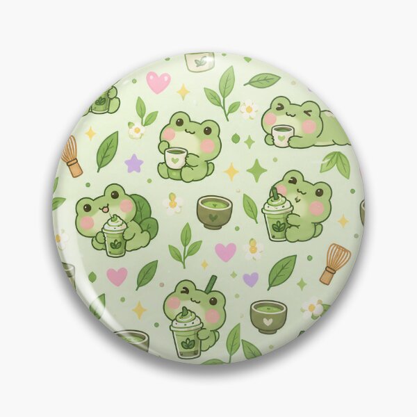 Item preview, Kawaii Frog Matcha Pattern designed and sold by Soft Berry Studio.