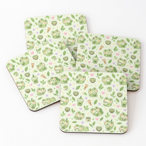 Item preview, Kawaii Frog Matcha Pattern designed and sold by Soft Berry Studio.