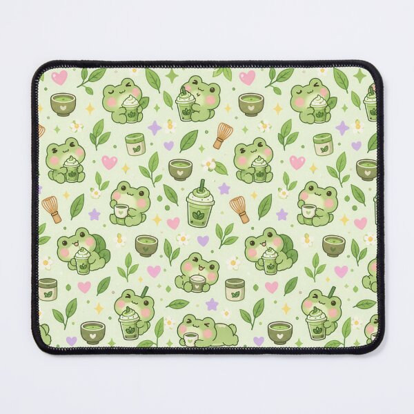 Item preview, Kawaii Frog Matcha Pattern designed and sold by Soft Berry Studio.