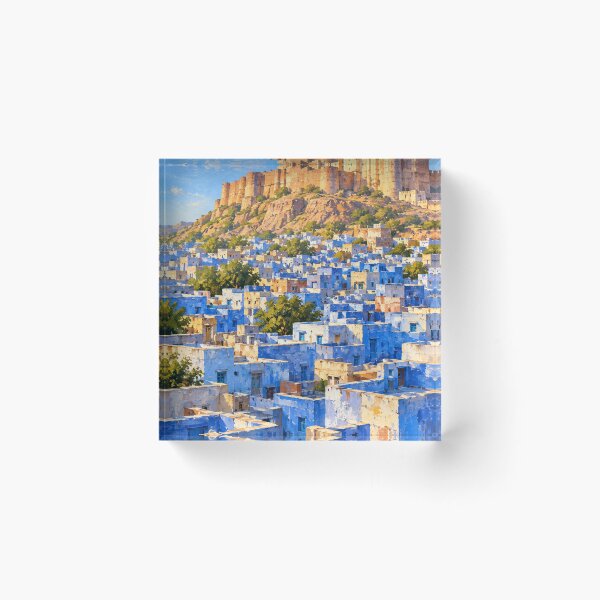 Item preview, Jodhpur Blue City Painting Style Art – Mehrangarh Fort Rajasthan designed and sold by Deepali Pathe.