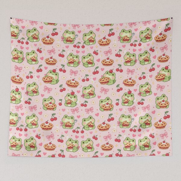 Item preview, Kawaii Frog Cherry Pie Pattern designed and sold by Soft Berry Studio.