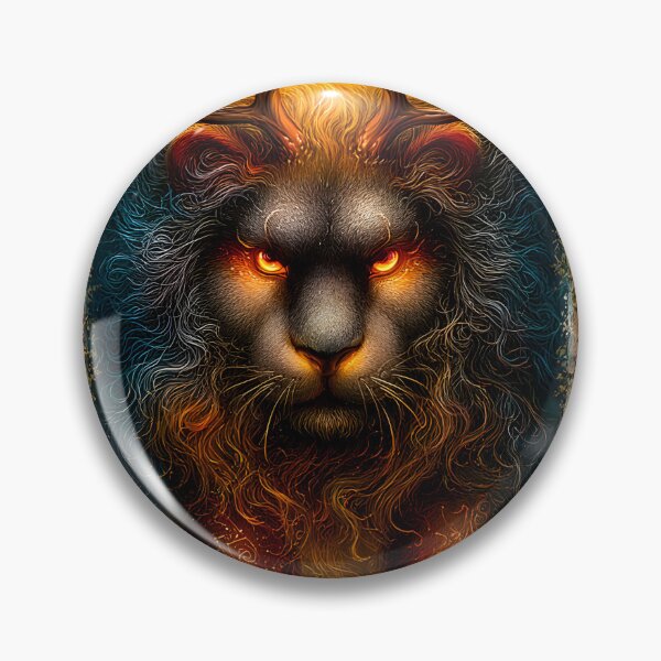 Item preview, Majestic Lion with Fiery Antlers and Mystical Aura designed and sold by Artessie.