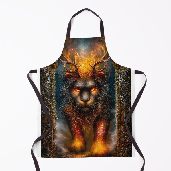 Item preview, Majestic Lion with Fiery Antlers and Mystical Aura designed and sold by Artessie.