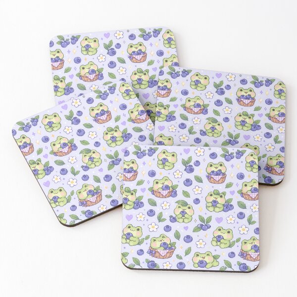 Item preview, Kawaii Frog Blueberry Pattern designed and sold by Soft Berry Studio.