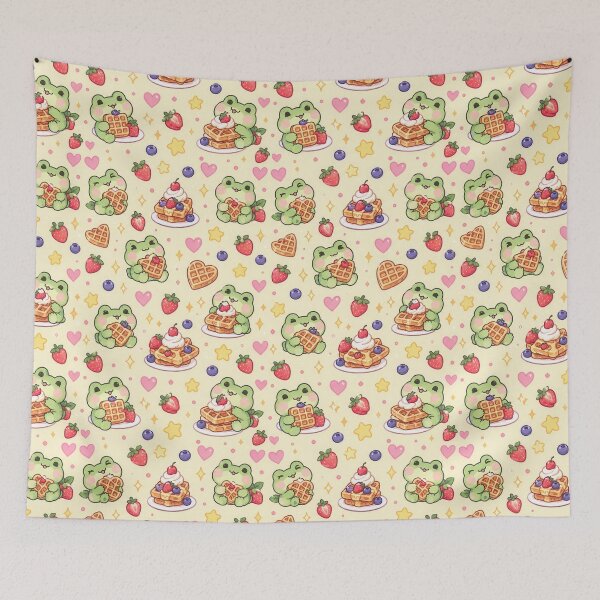 Item preview, Kawaii Frog Waffle Pattern designed and sold by Soft Berry Studio.