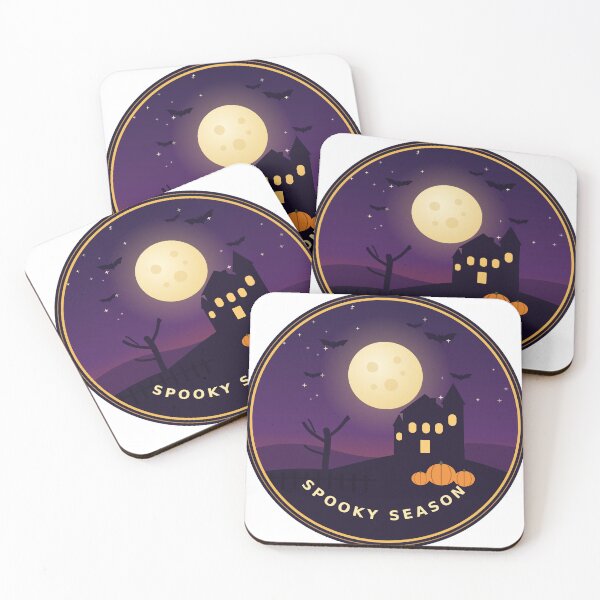 Item preview, Spooky Season Retro Badge - Haunted House Halloween Full Moon designed and sold by Mooncap Studio.