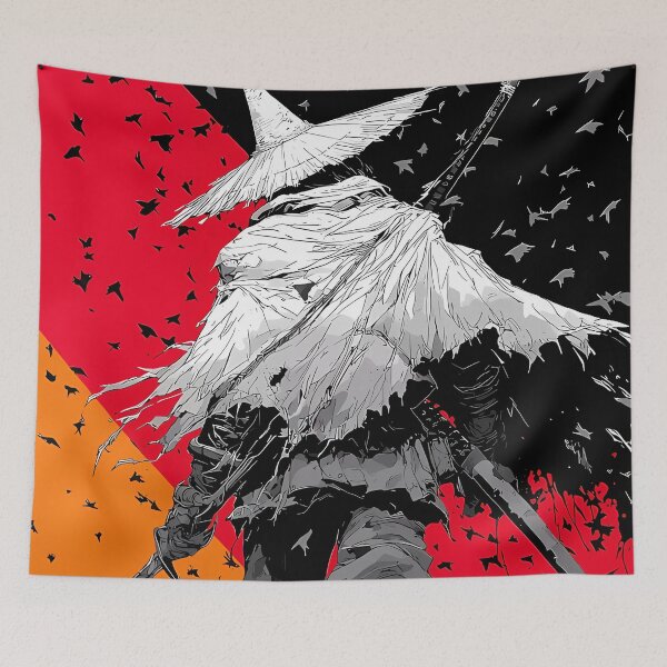 Aperçu de l'œuvre Samouraï au chapeau de paille et au ciel rouge créée et vendue par haroldchoffm.