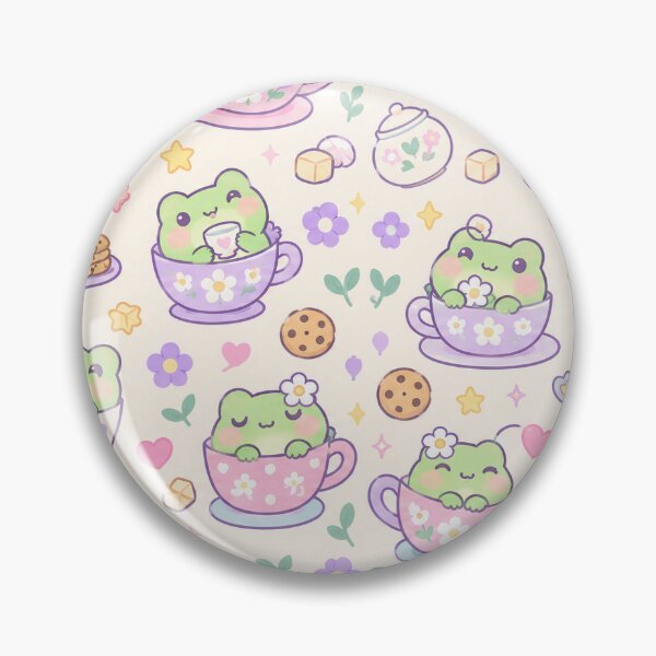 Item preview, Kawaii Frog Cup of Tea Pattern designed and sold by Soft Berry Studio.