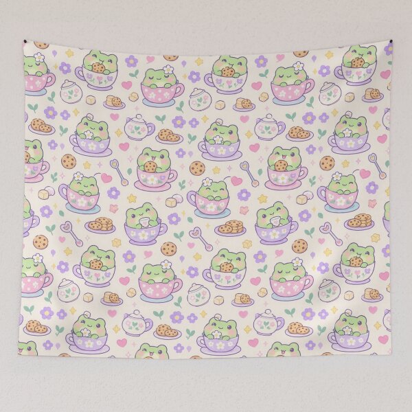 Item preview, Kawaii Frog Cup of Tea Pattern designed and sold by Soft Berry Studio.