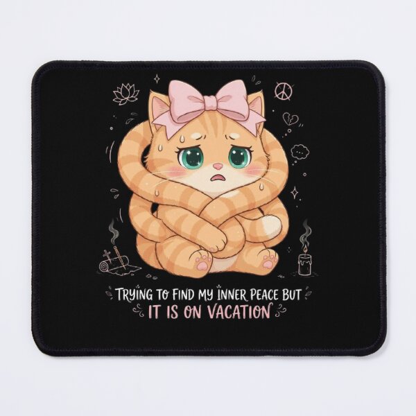 Item preview, Funny Anxious Cat Inner Peace Vacation designed and sold by Luna's World - Moody Vibes Studio.