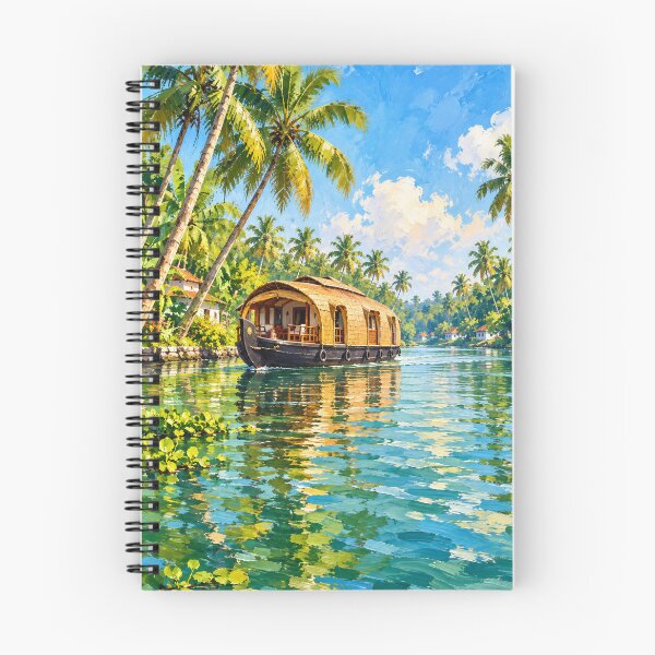 Item preview, Kerala Backwaters Houseboat – Tropical India Landscape Art designed and sold by Deepali Pathe.