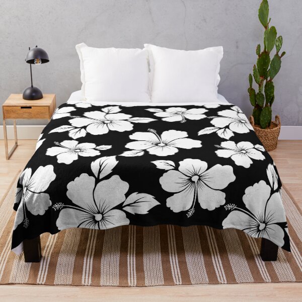 Item preview, Black and White Hibiscus Seamless Floral Pattern designed and sold by ClaudiaFlores.
