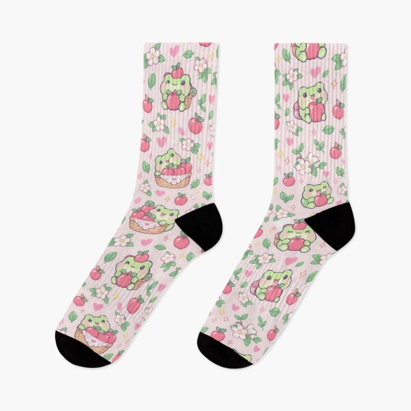 Item preview, Kawaii Frog Apple Pattern designed and sold by Soft Berry Studio.
