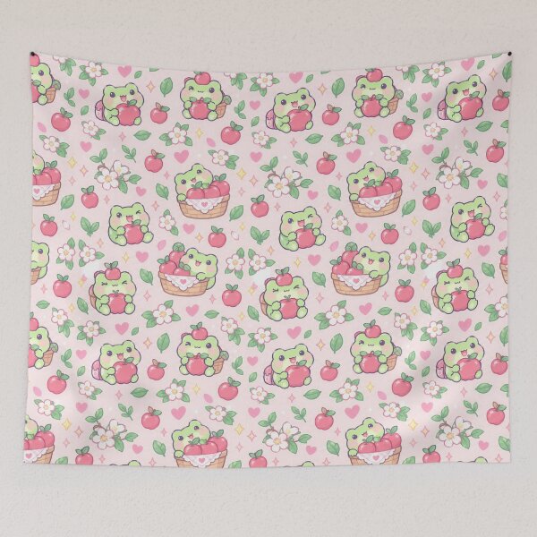 Item preview, Kawaii Frog Apple Pattern designed and sold by Soft Berry Studio.