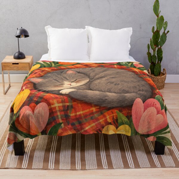 Item preview, Cozy Sleeping Cat with Tulips designed and sold by Pure Craft.