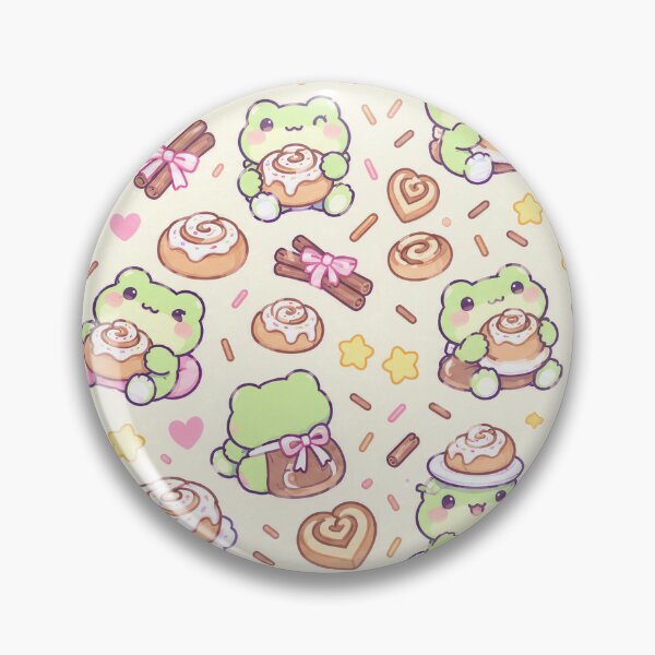 Item preview, Kawaii Frog Cinnamon Roll Pattern designed and sold by Soft Berry Studio.