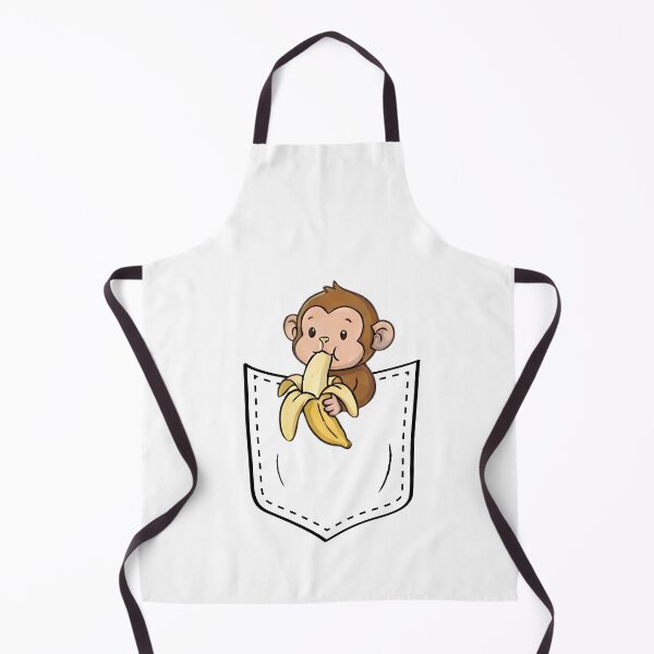 Item preview, Cute Monkey Eating Banana Pocket Cartoon designed and sold by MotivaChic.