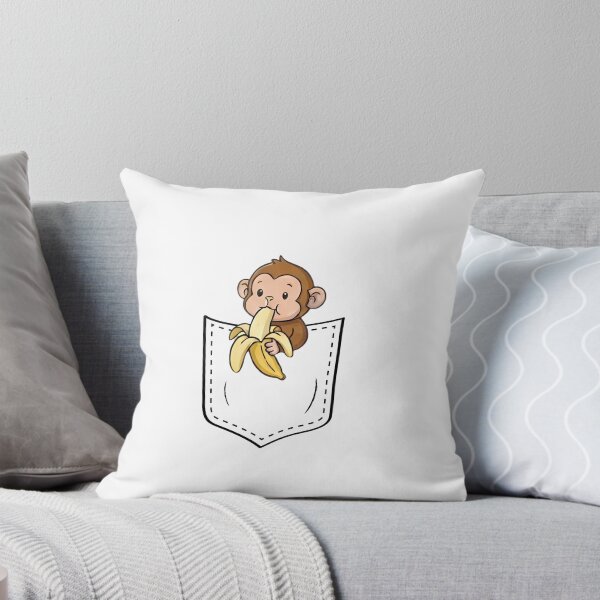 Item preview, Cute Monkey Eating Banana Pocket Cartoon designed and sold by MotivaChic.