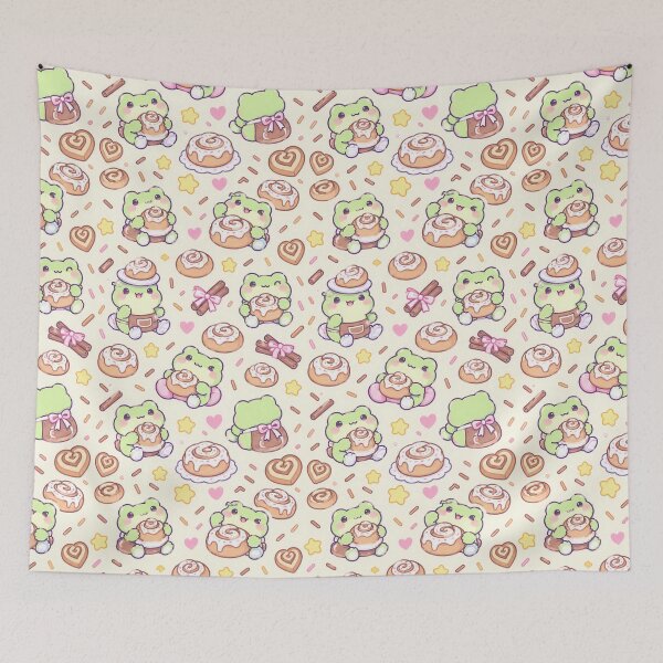 Item preview, Kawaii Frog Cinnamon Roll Pattern designed and sold by Soft Berry Studio.