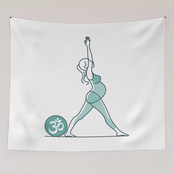 Item preview, Teal Warrior Pose Circular Ball Prenatal Piece designed and sold by 108stillness.